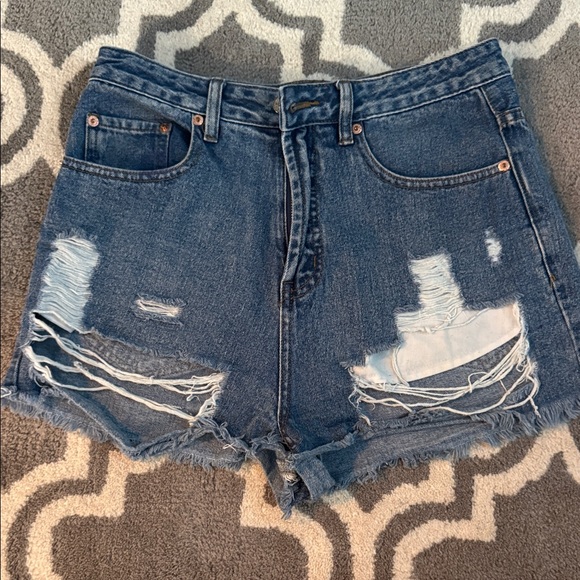 Signature8 Blue Distressed Jean Shorts - Picture 1 of 3
